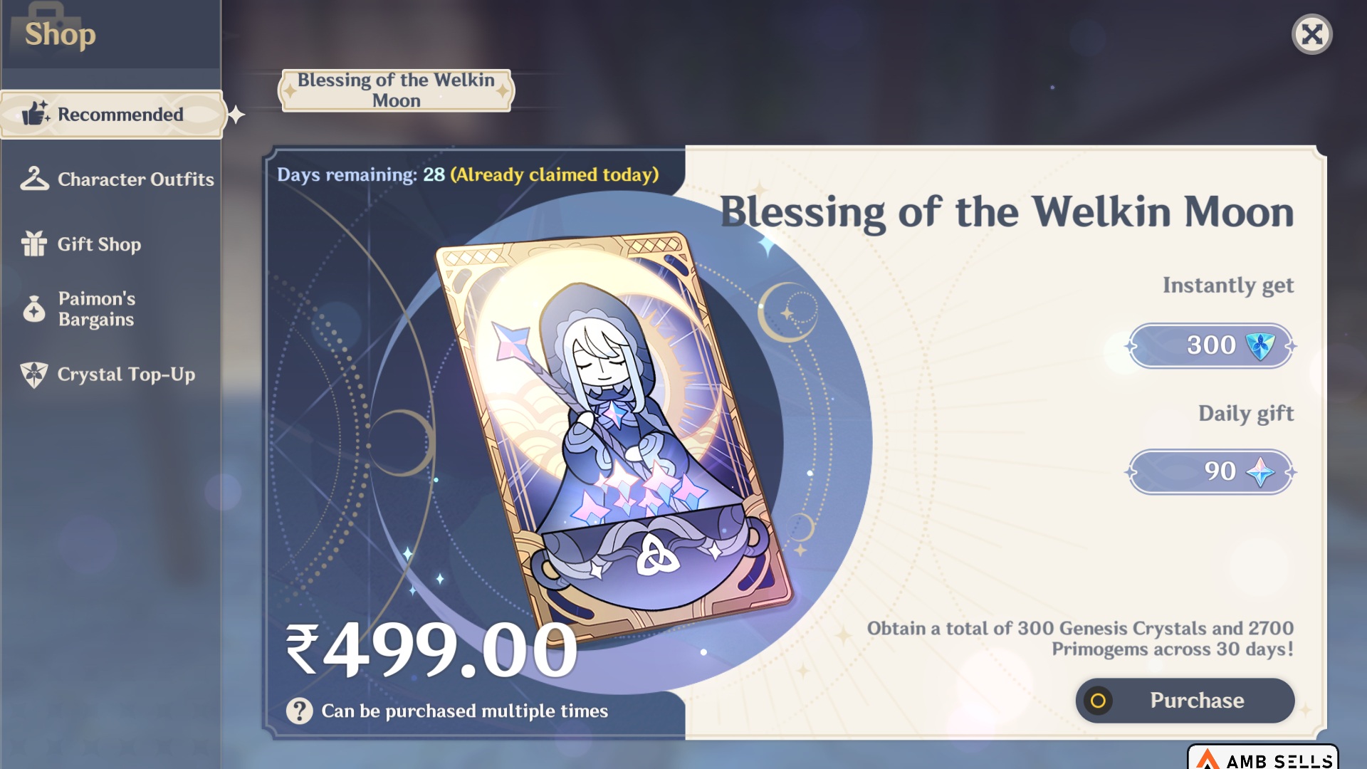Genshin Impact - Blessing of the Welkin Moon [UID] photo review