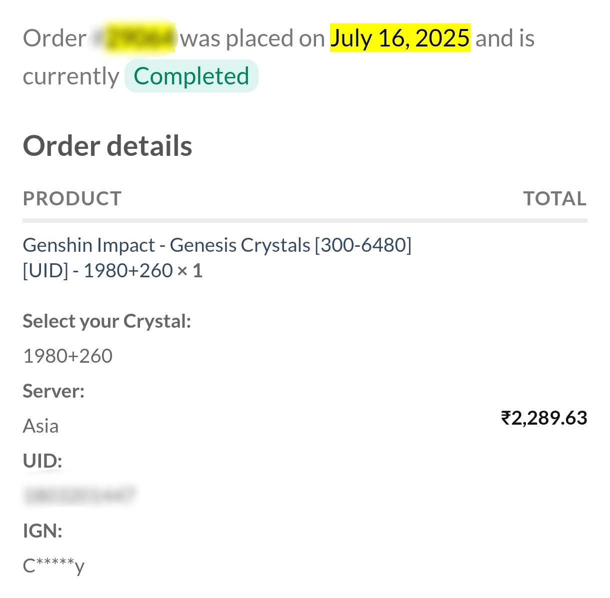 Genshin Impact - Genesis Crystals [300-6480] [UID] photo review