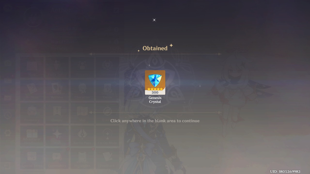 Genshin Impact - Blessing of the Welkin Moon [UID] photo review