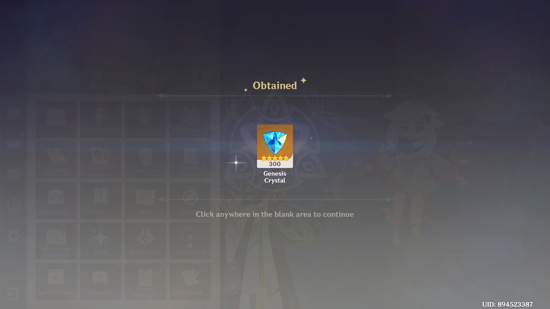 Genshin Impact - Blessing of the Welkin Moon [UID] photo review