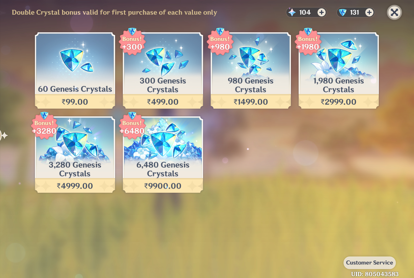 Genshin Impact - Genesis Crystals [300-6480] [UID] photo review