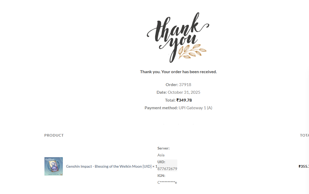 Genshin Impact - Blessing of the Welkin Moon [UID] photo review