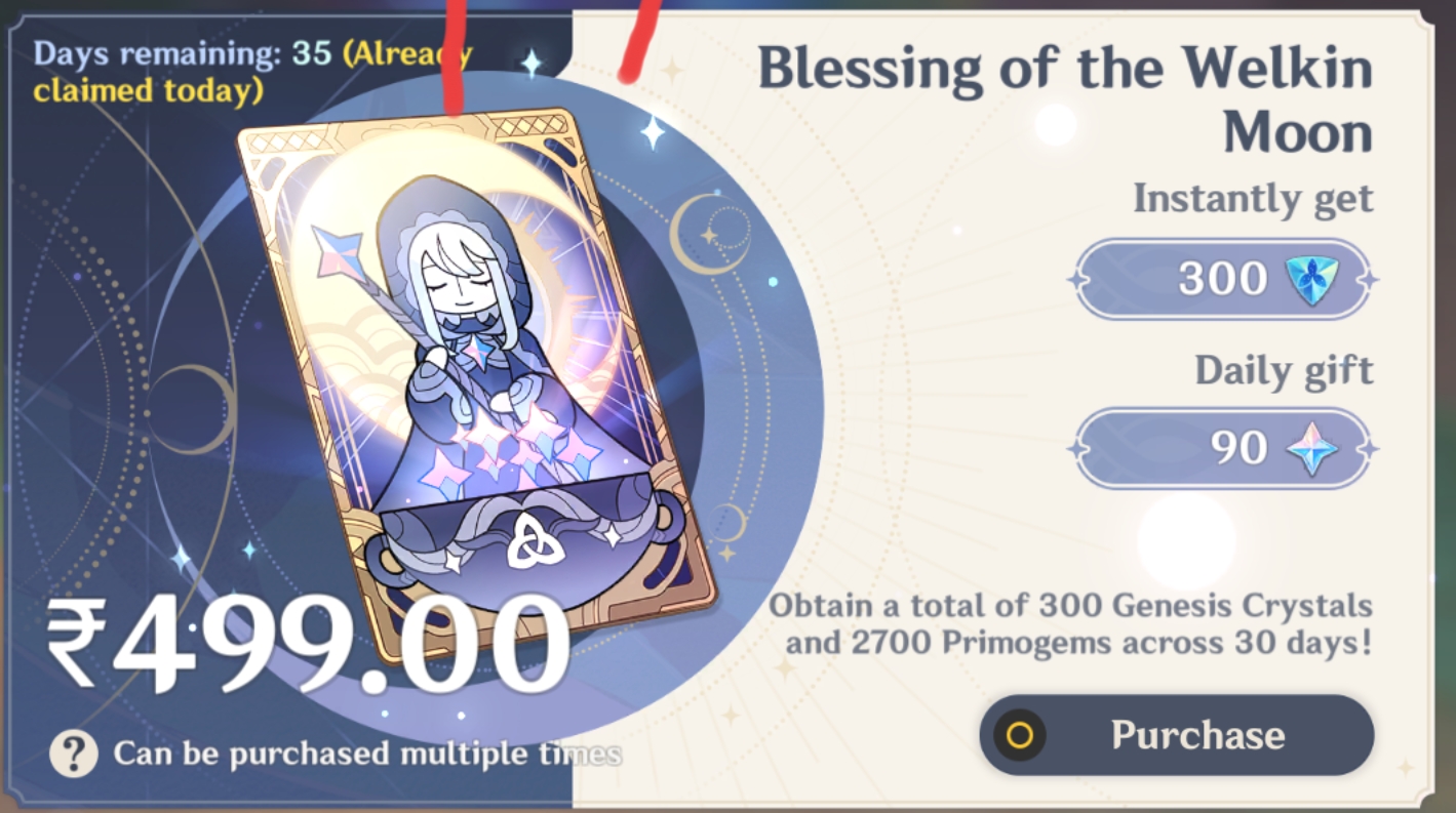 Genshin Impact - Blessing of the Welkin Moon [UID] photo review