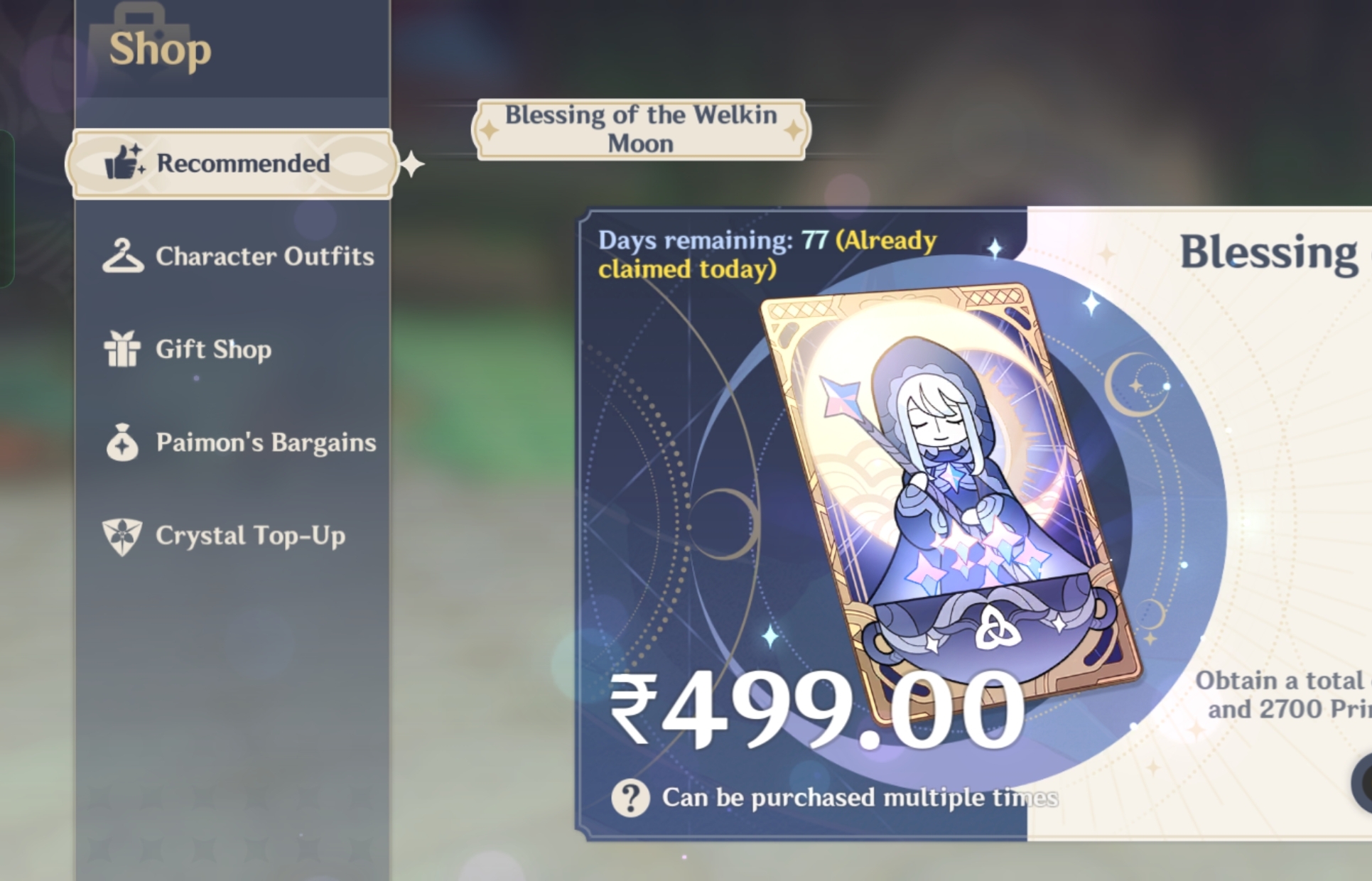 Genshin Impact - Blessing of the Welkin Moon [UID] photo review