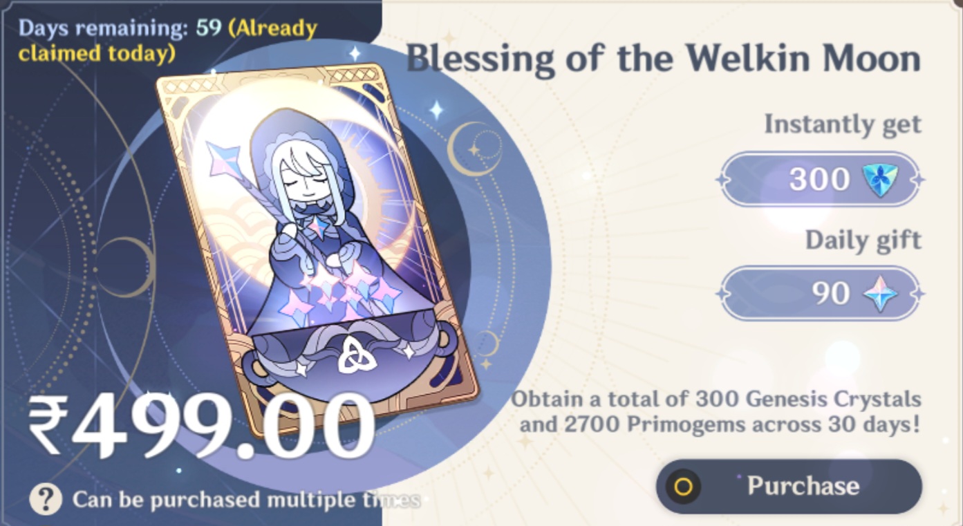 Genshin Impact - Blessing of the Welkin Moon [UID] photo review