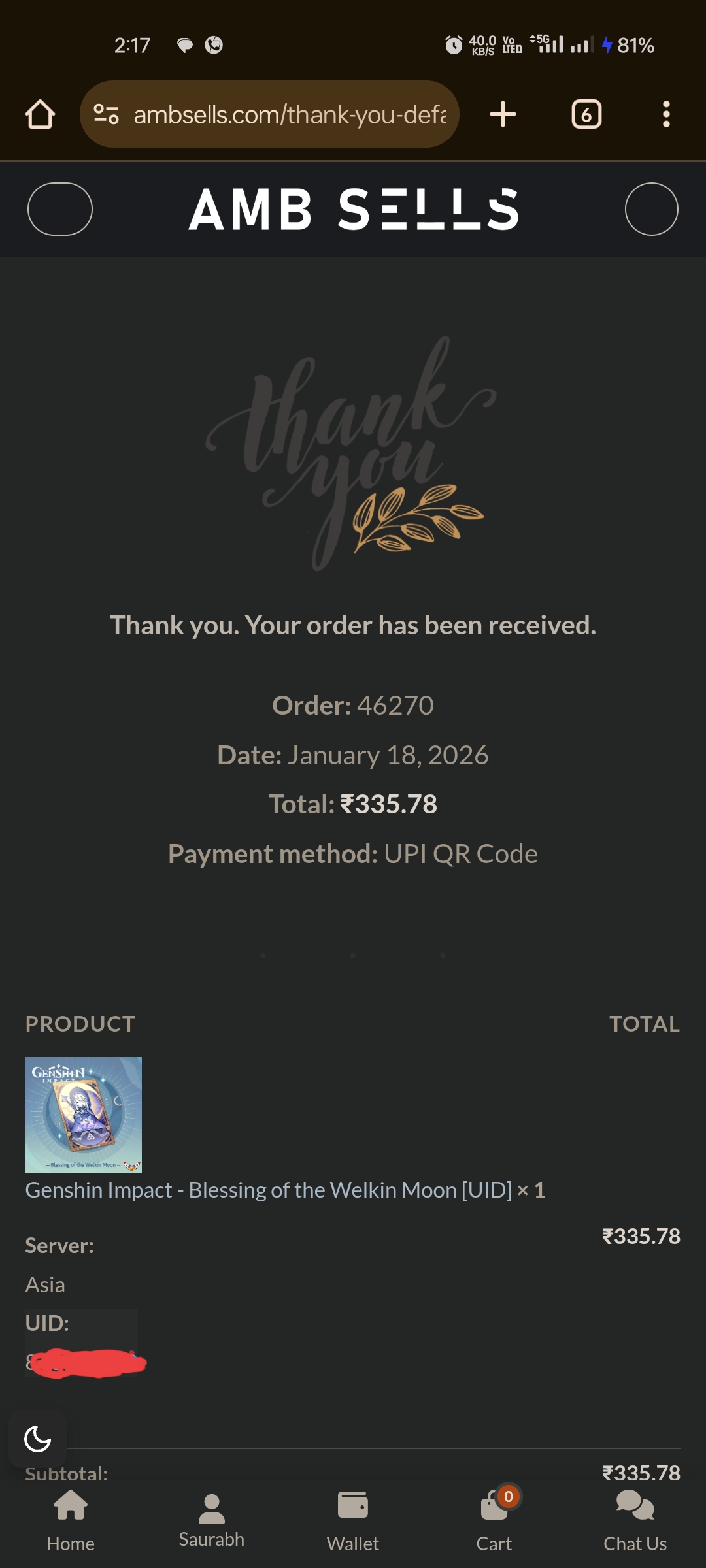 Genshin Impact - Blessing of the Welkin Moon [UID] photo review