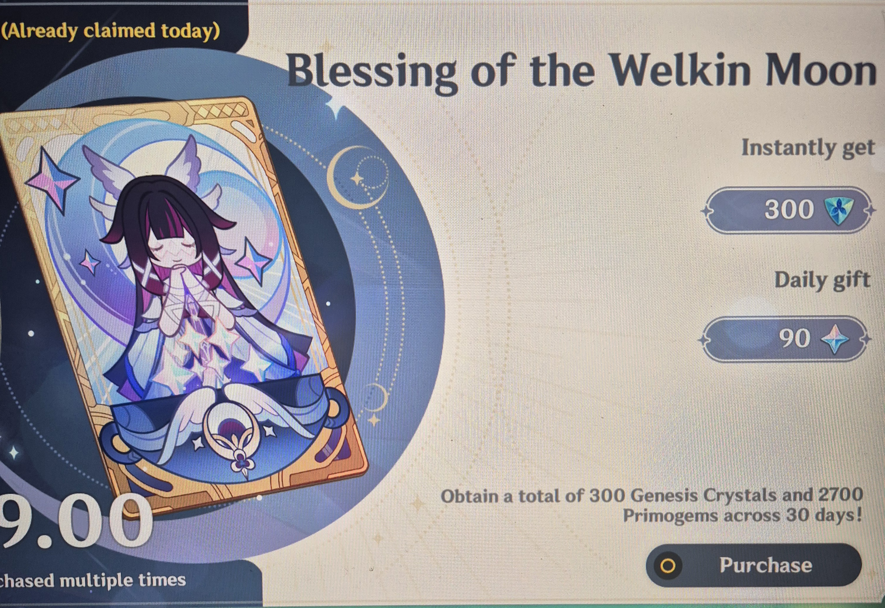 Genshin Impact - Blessing of the Welkin Moon [UID] photo review