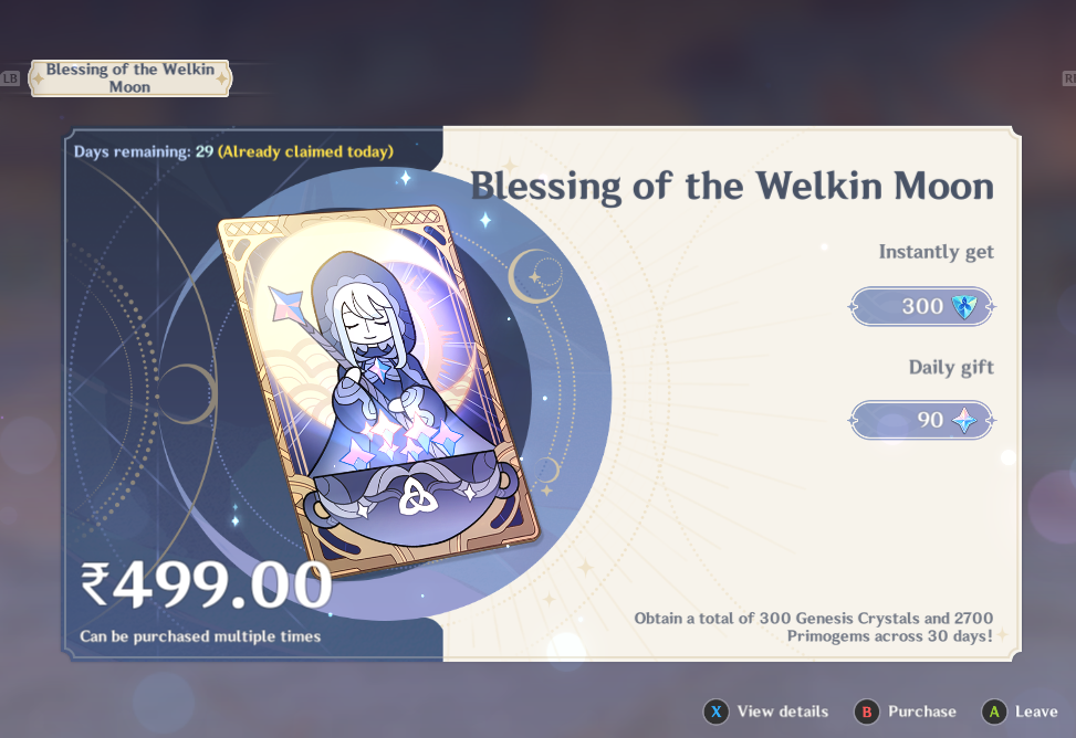 Genshin Impact - Blessing of the Welkin Moon [UID] photo review