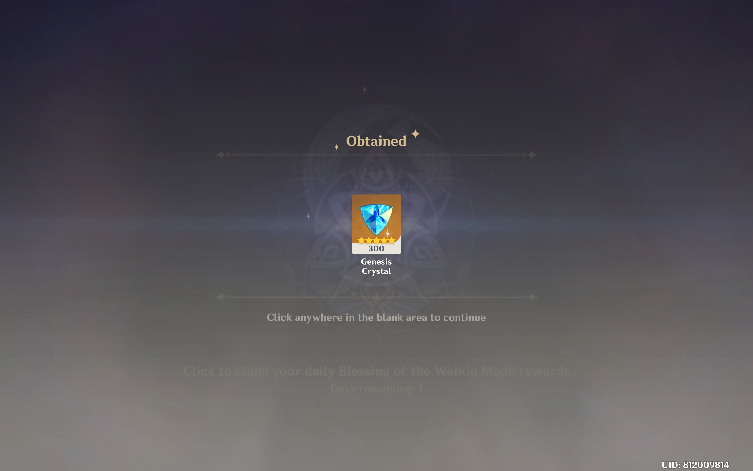 Genshin Impact - Blessing of the Welkin Moon [UID] photo review