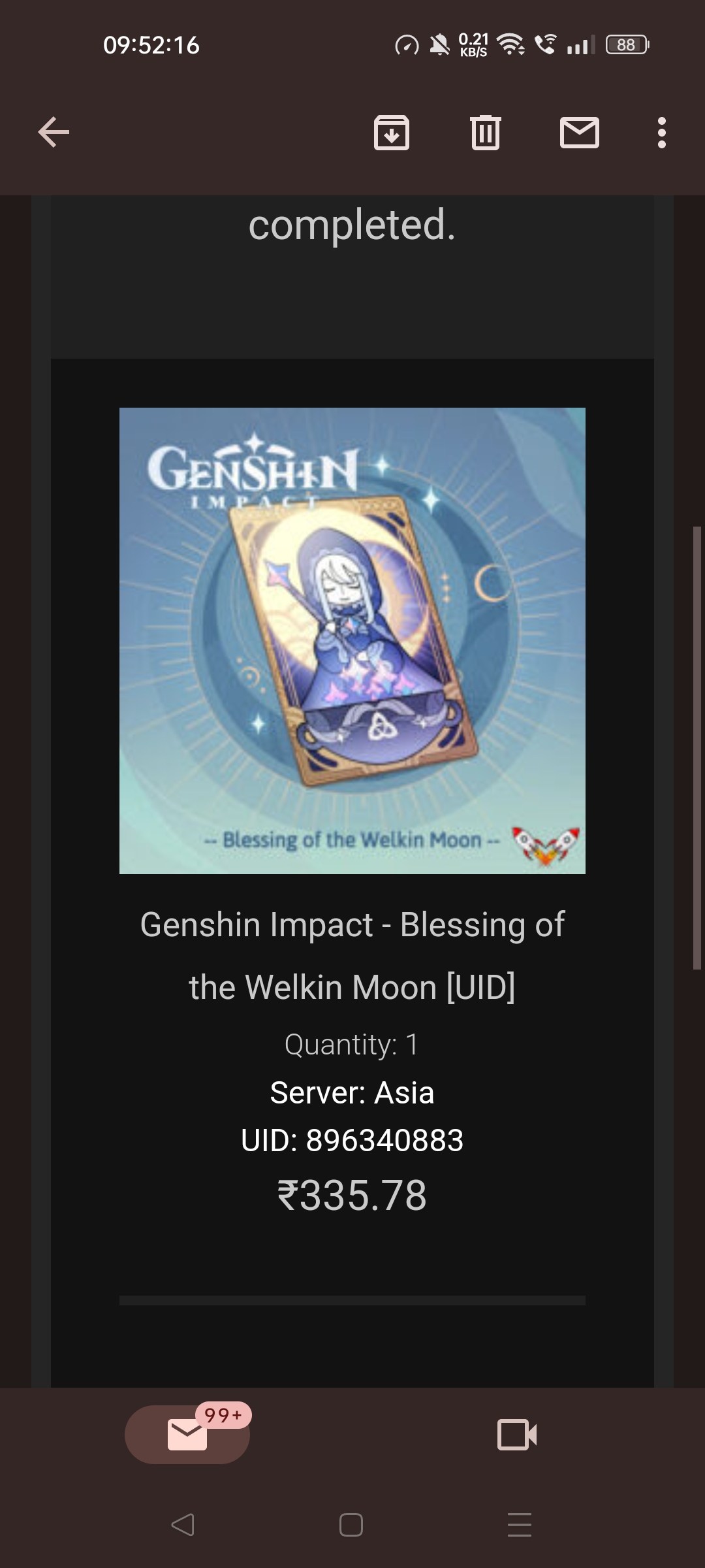 Genshin Impact - Blessing of the Welkin Moon [UID] photo review