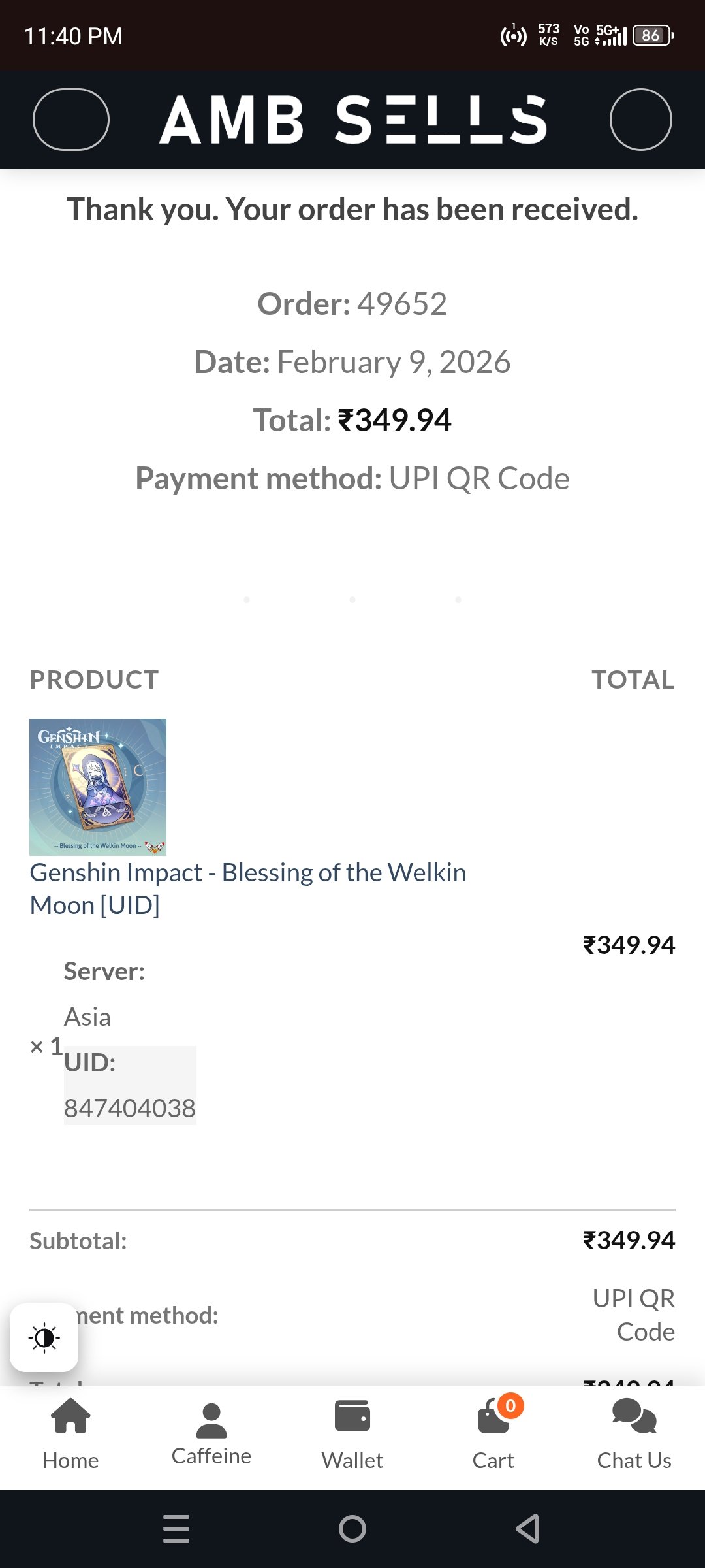 Genshin Impact - Blessing of the Welkin Moon [UID] photo review