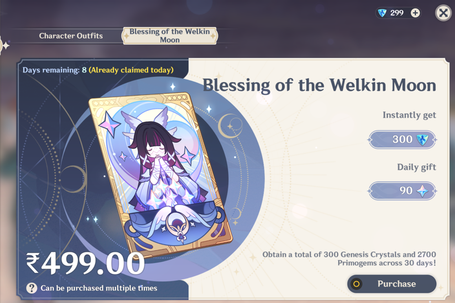 Genshin Impact - Blessing of the Welkin Moon [UID] photo review