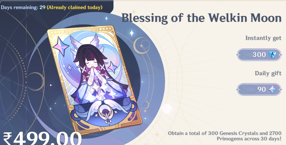 Genshin Impact - Blessing of the Welkin Moon [UID] photo review