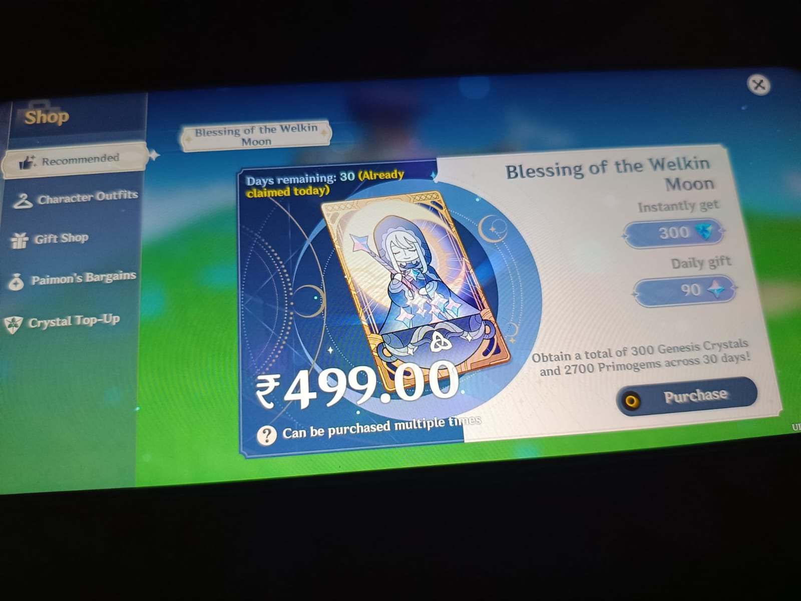 Genshin Impact - Blessing of the Welkin Moon [UID] photo review