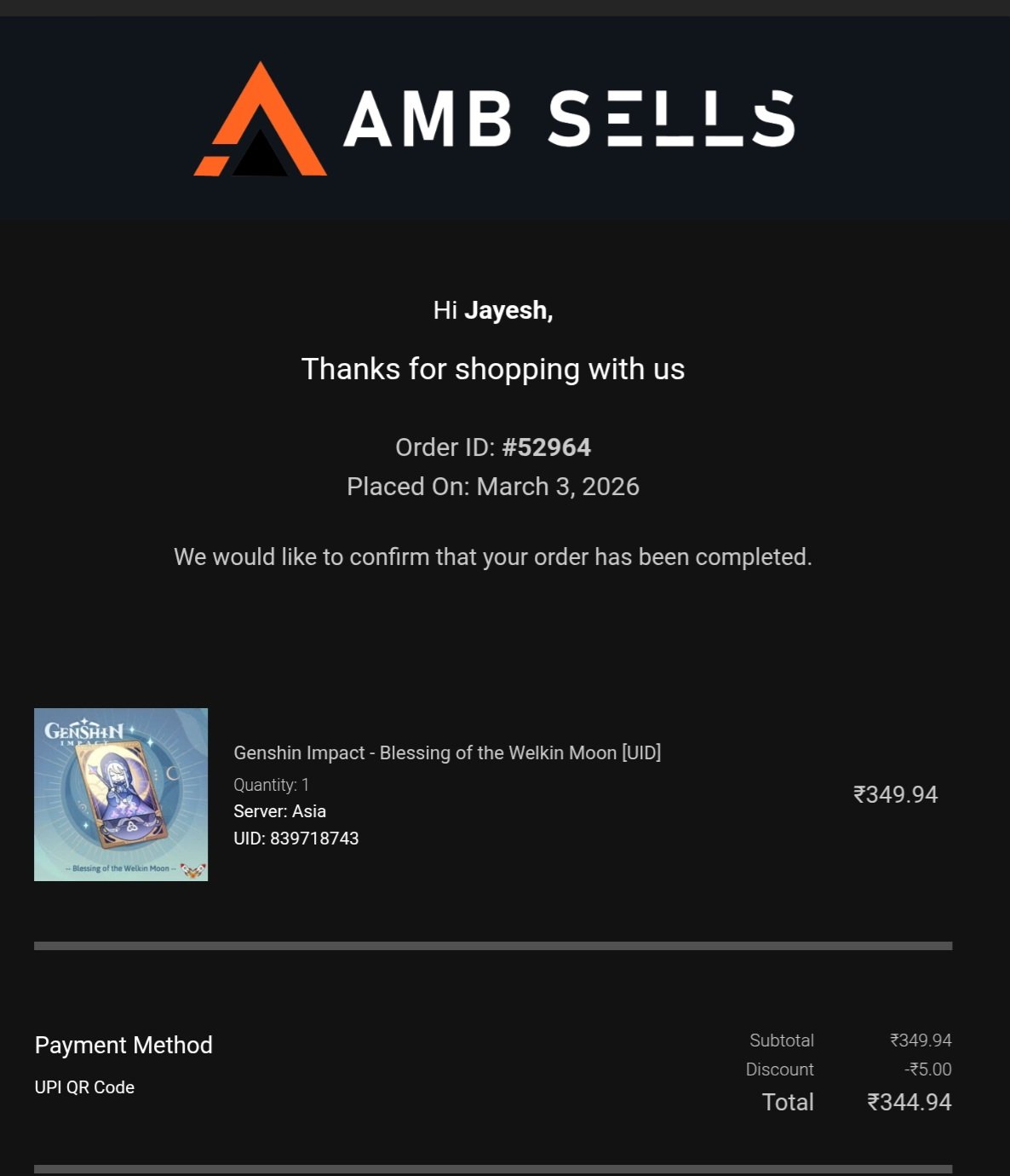 Genshin Impact - Blessing of the Welkin Moon [UID] photo review