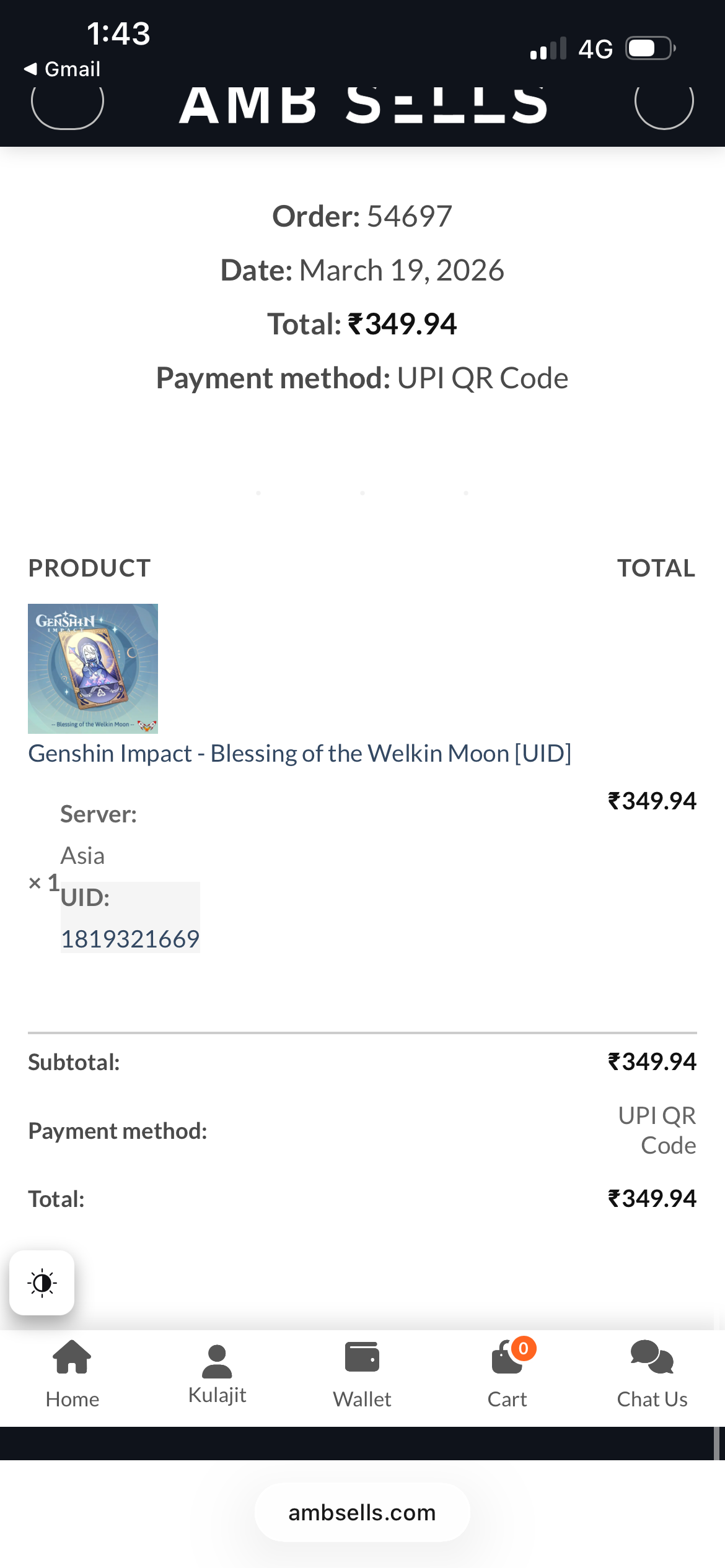 Genshin Impact - Blessing of the Welkin Moon [UID] photo review