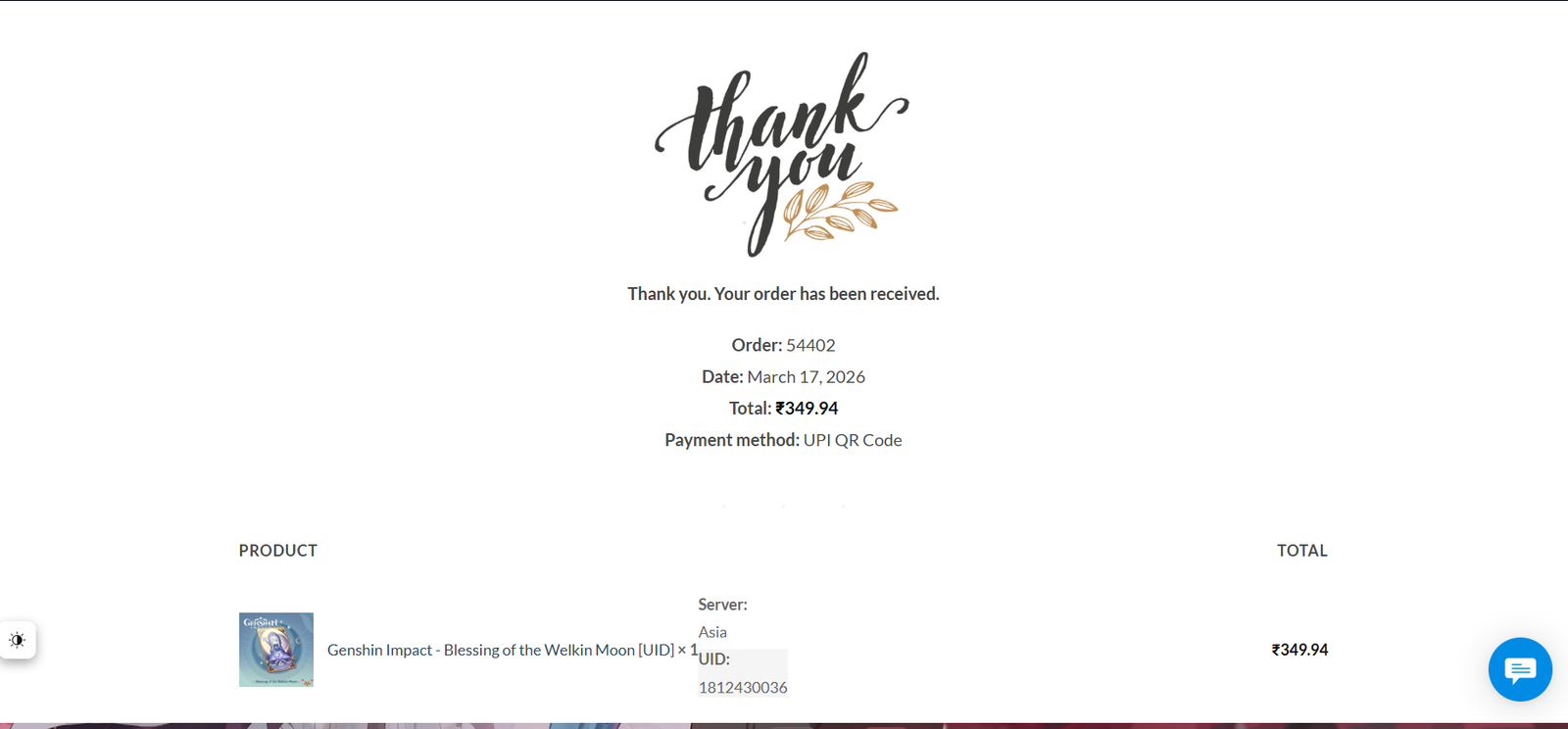 Genshin Impact - Blessing of the Welkin Moon [UID] photo review