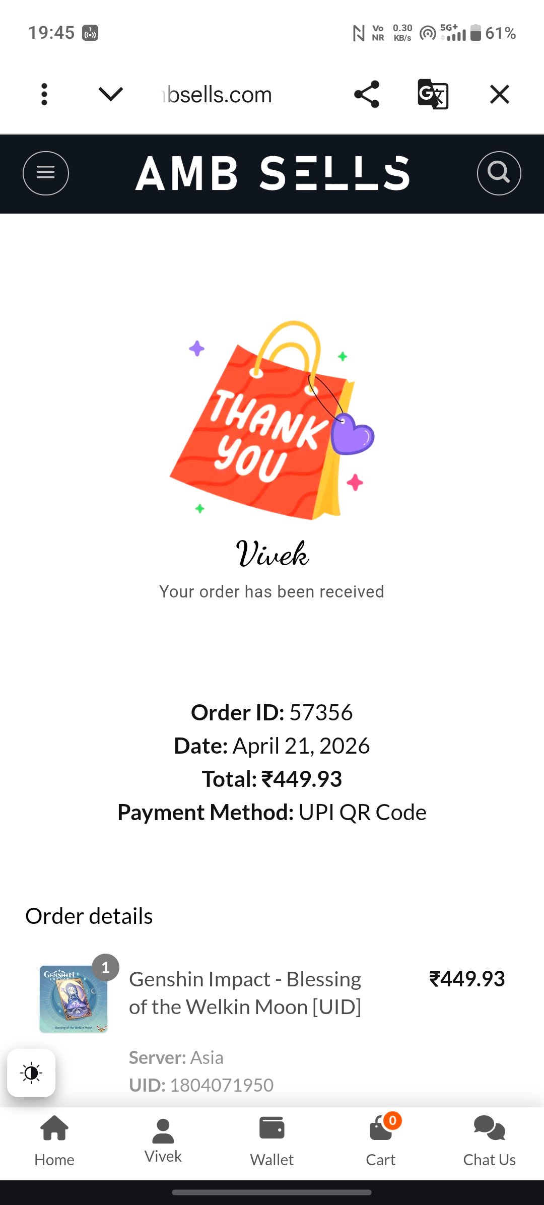 Genshin Impact - Blessing of the Welkin Moon [UID] photo review