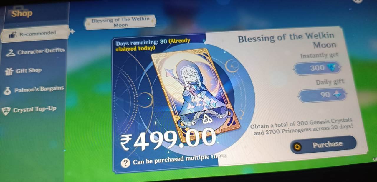 Genshin Impact - Blessing of the Welkin Moon [UID] photo review