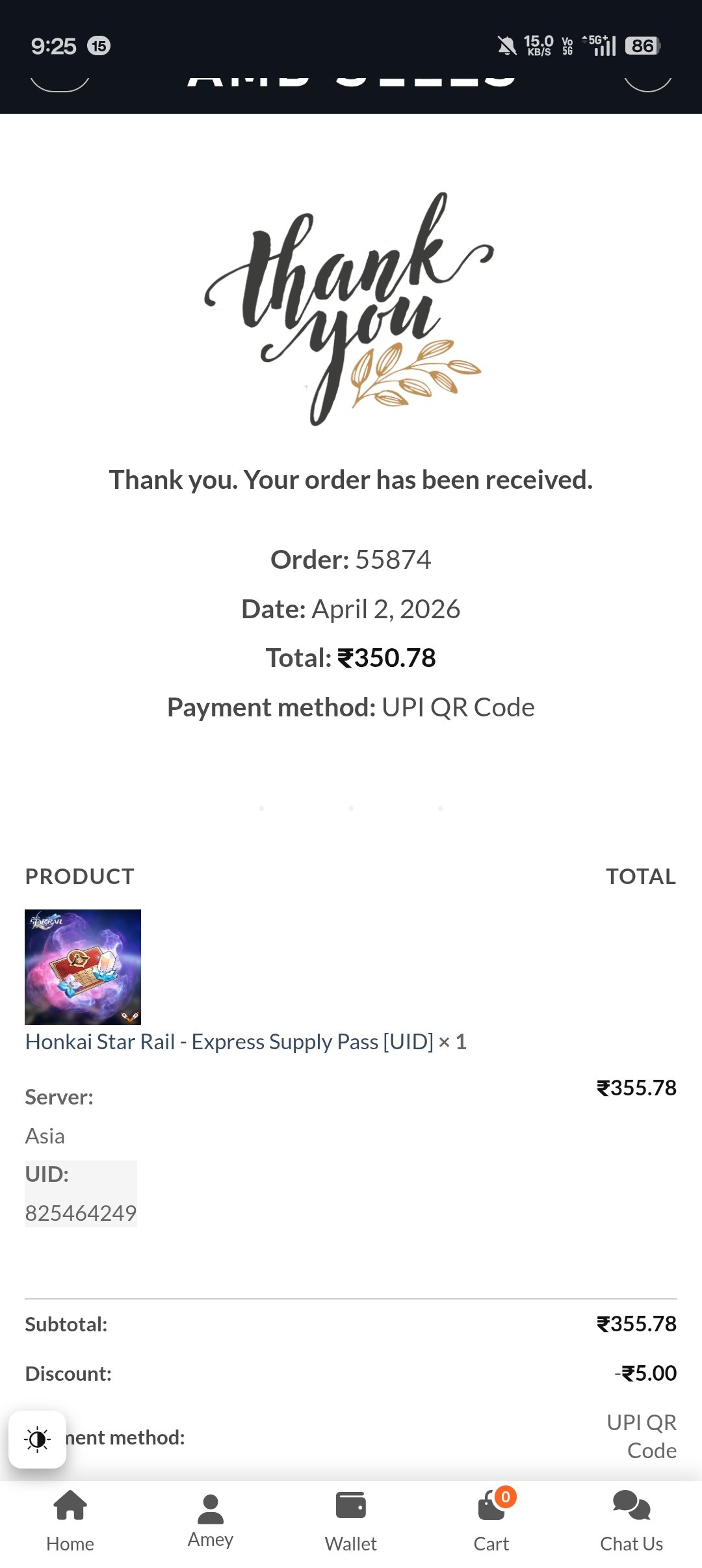 Honkai Star Rail - Express Supply Pass [UID] photo review