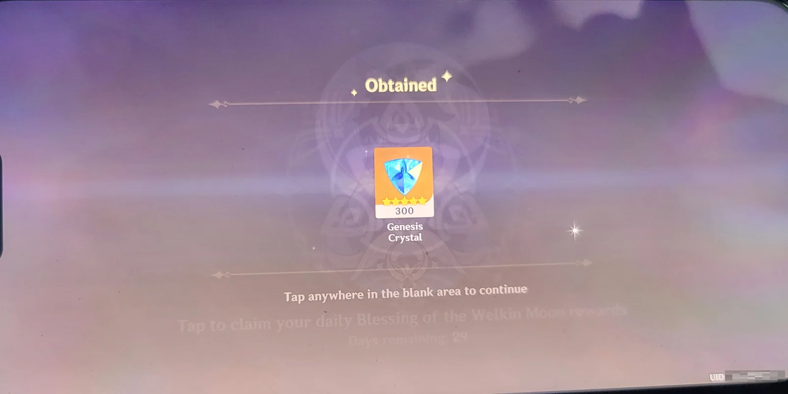 Genshin Impact - Blessing of the Welkin Moon [UID] photo review