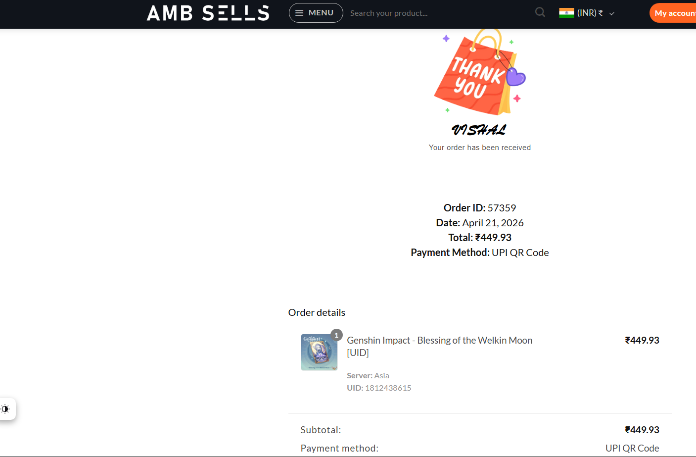 Genshin Impact - Blessing of the Welkin Moon [UID] photo review