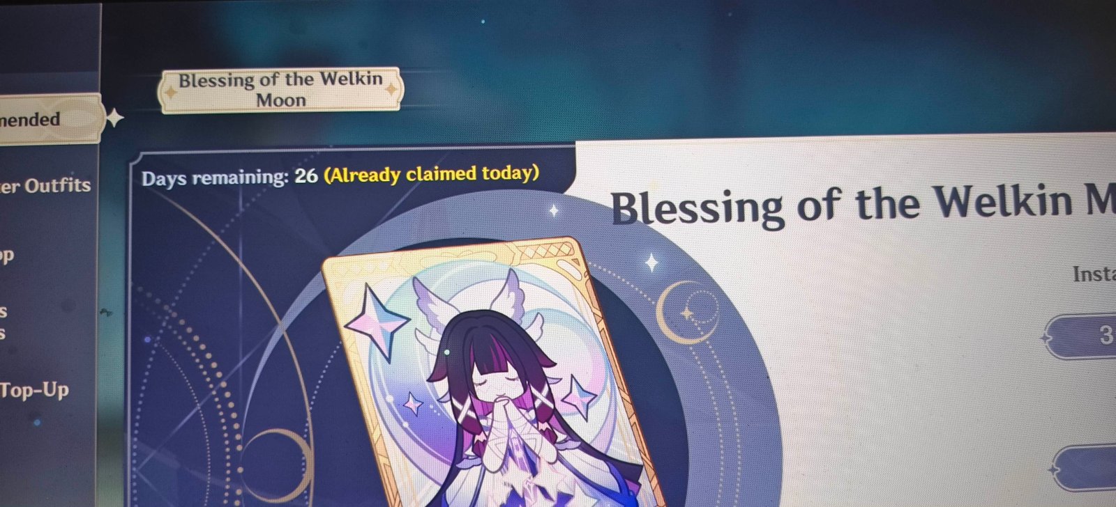 Genshin Impact - Blessing of the Welkin Moon [UID] photo review