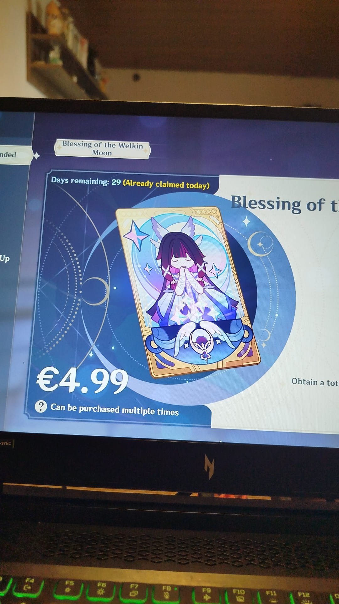 Genshin Impact - Blessing of the Welkin Moon [UID] photo review