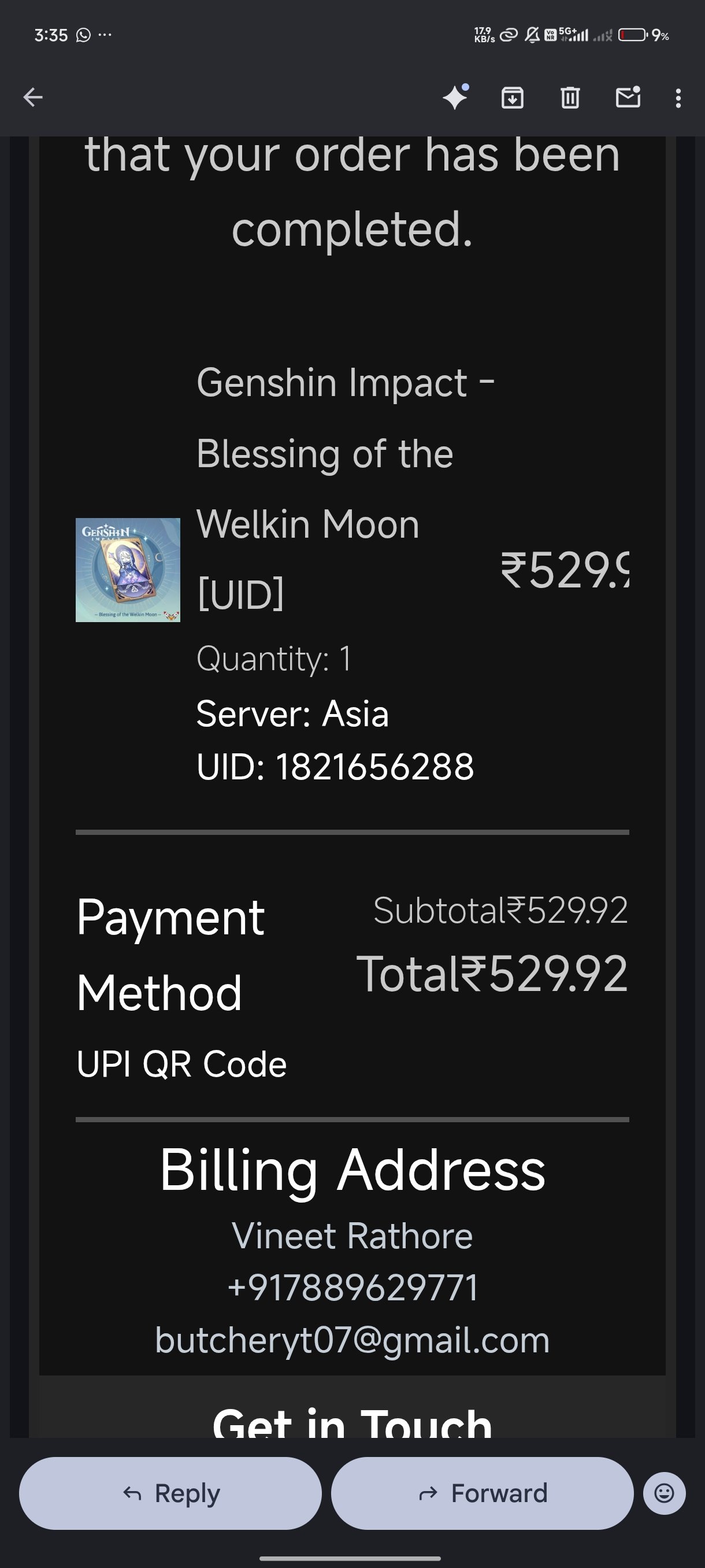 Genshin Impact - Blessing of the Welkin Moon [UID] photo review
