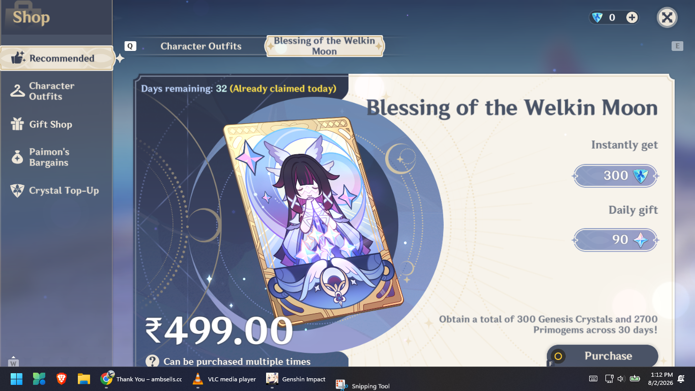 Genshin Impact - Blessing of the Welkin Moon [Login] photo review